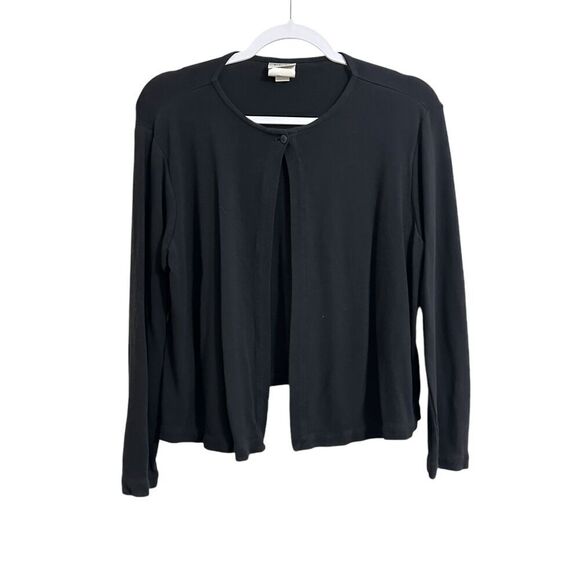 Eileen Fisher System Open Cardigan Women's M Black Top Button Long Sleeve - Picture 1 of 4